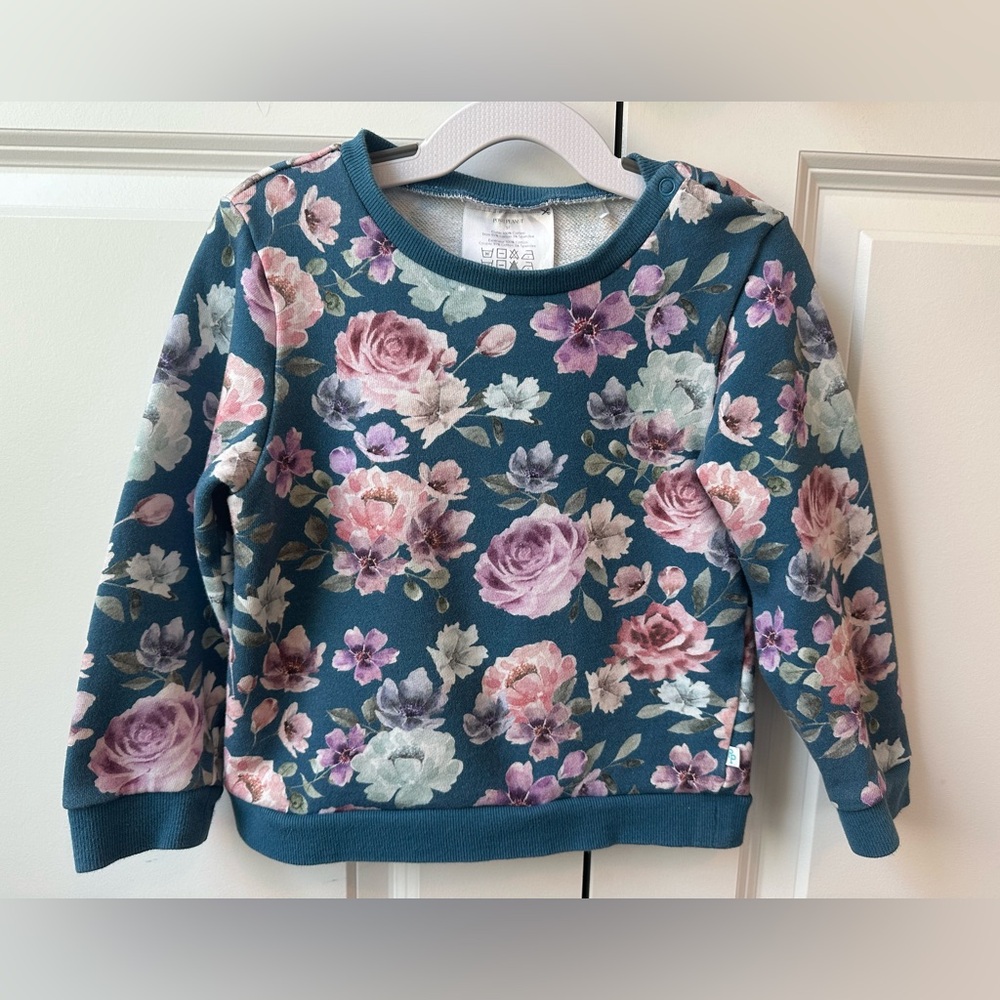 Posh Peanut Girls Floral Crewneck Blue (Size 5T)